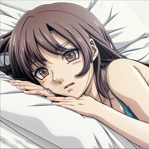 anime 
brown girl waking up with detail
