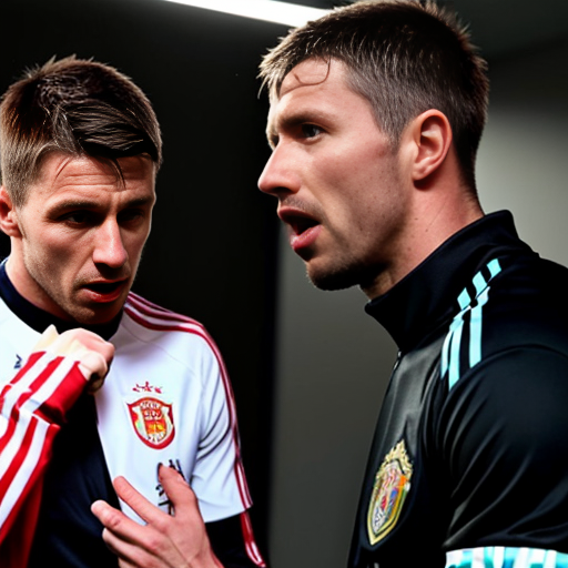 make a real life picture of michael carrick disscussing tactics with his assistant
