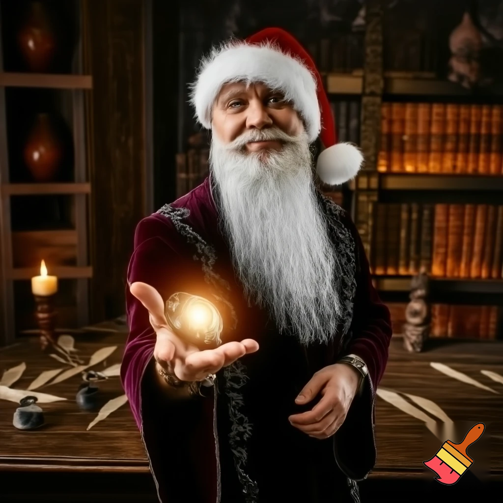 Magician wizard Christmas a Christmas hat