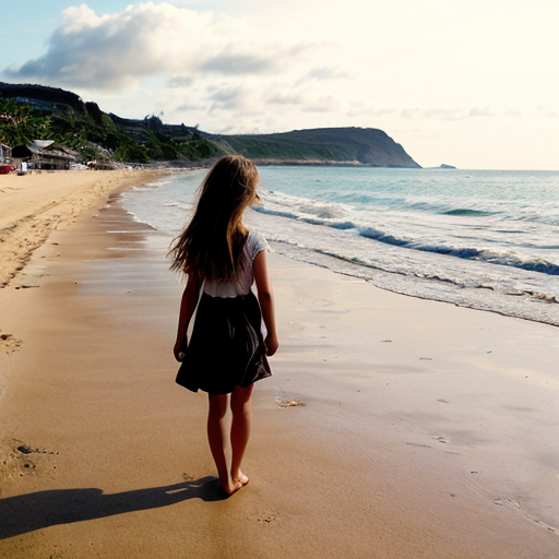 A girl in the beach 

