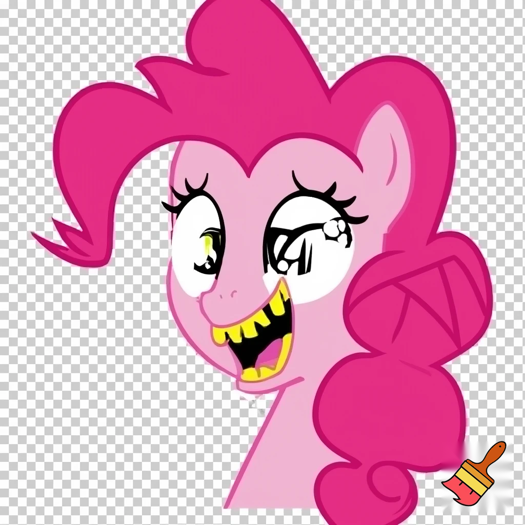 A pinkie pie with a smile teeth creepy eyes