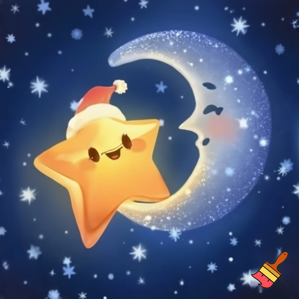 Star and the moon christmas cartoon