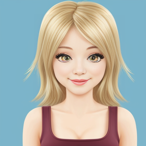 A cartoon girl with blonde bushy hair