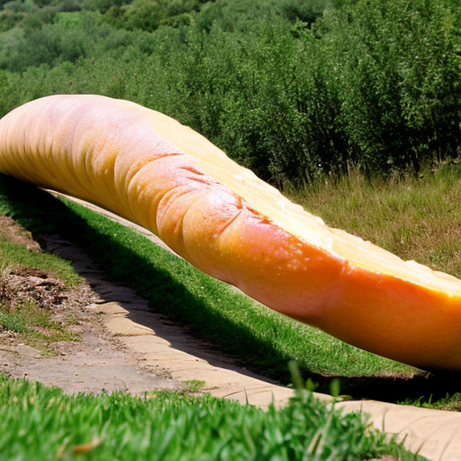 Giant peach rolling down hill