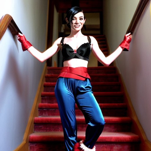 90's disney's 2d aladdin style comic black background and panels of  panel 1 a line black haired ponytail women with blue skin,blue harem pants red bra and red sash red curved slippers are marching down the stairs. 
Panel 2 then the line of black haired ponytail  women with blue skin,blue harem pants red bra and red sash and red curved slippers shake their hips left and right on the stairs in sync. 
Panel 3 then the line of black haired ponytail  women with blue skin,blue harem pants red bra and red sash and red slippers returns to marching down the stairs. 