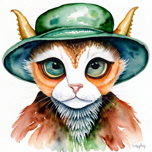 A big red baby dragon with blue large eyes and a green hat
