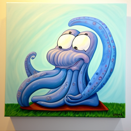 Big fat blue Squidward painting