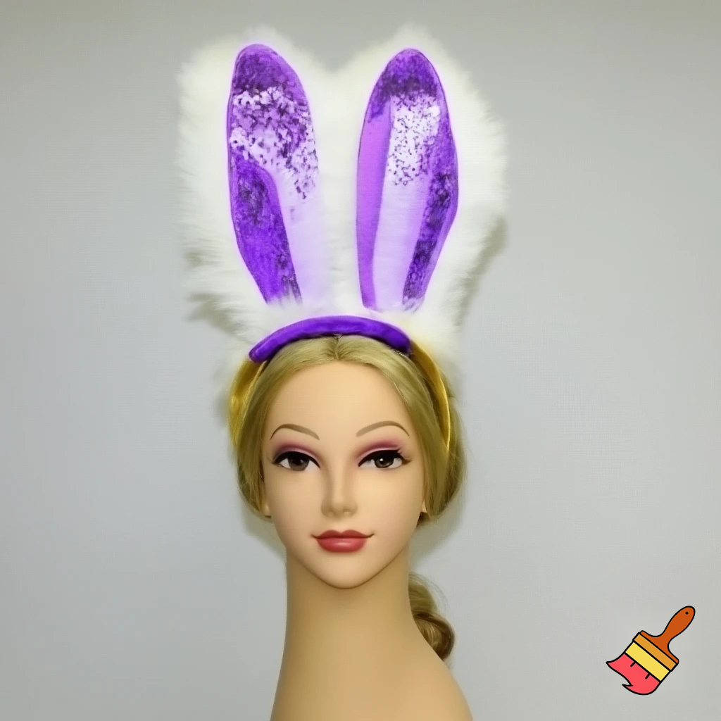 Easter bunny top hat headband, purple white with gold glitter fabric and velvet velvet gold special gold and delicate velvet and delicate and precious glitter, purple and white