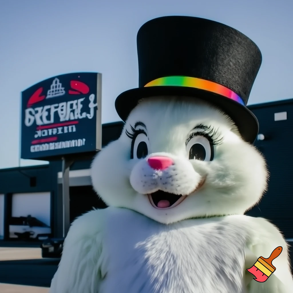 Mascot costume, Easter bunny top hat special top hat falcon gate trucking Centre