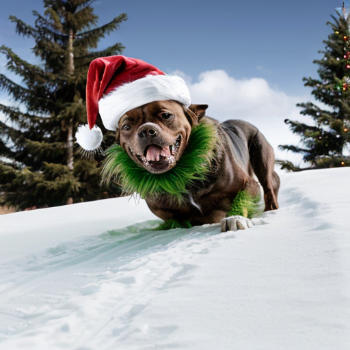 the christmas grinch with his dog Max sliding down from the top of the hill
