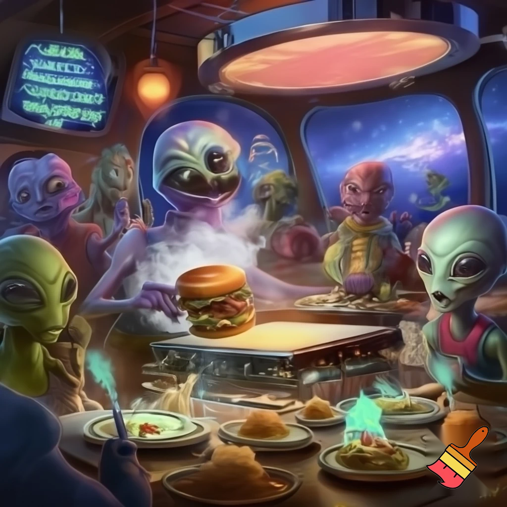 Aliens open a restaurat
