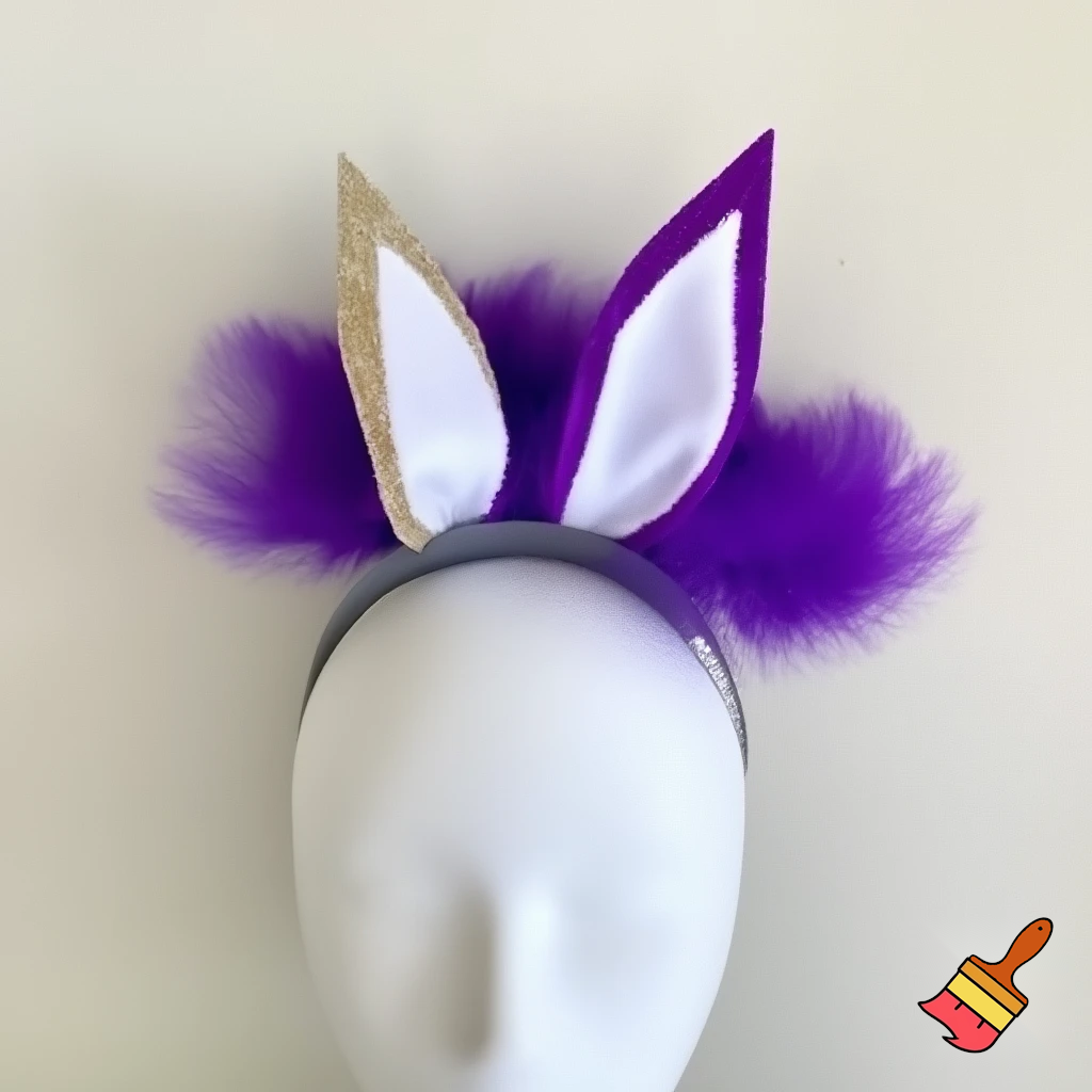 Special top hat headband Easter headband with rabbit, ears, purple and white purple and white with glitter velvet golden purple and white with glitter silver