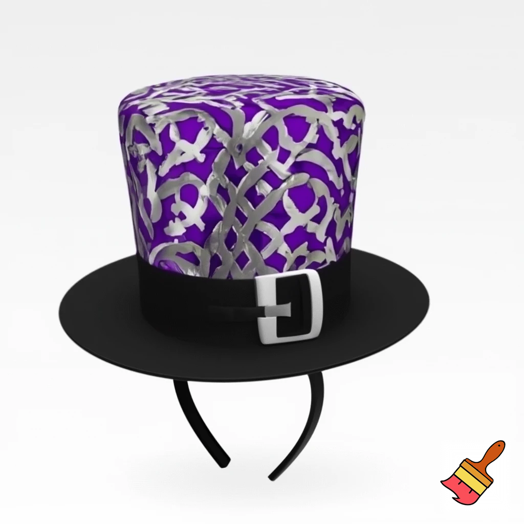 Easter bunny top hat headband, purple and white gold and silver top hat black purple dark purple special hat in delicate purple white, purple and white gold golden silver patterns Easter top hat