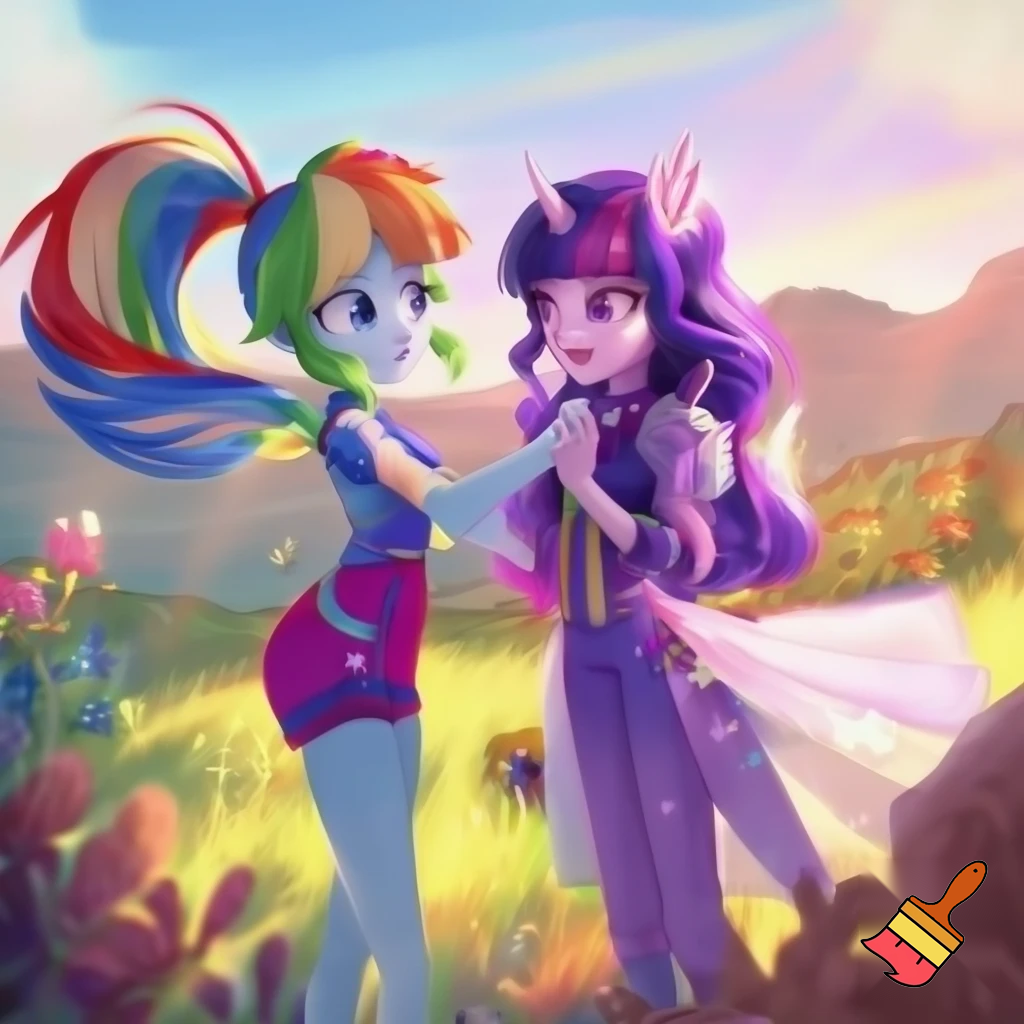 Rainbow dash and twilight sparkles mix fusion human girls unicorn equestria girls