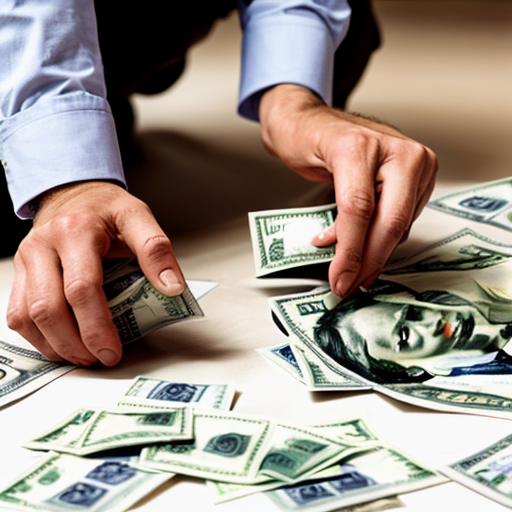 someone kneeling holding out money and someone taking it png