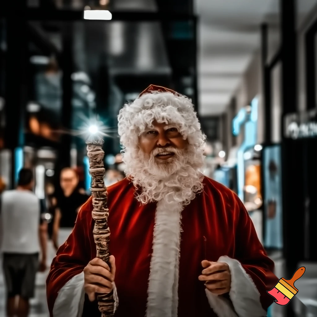 Santa Claus magic walking stick staff Russia shopping Centre Australia shopping