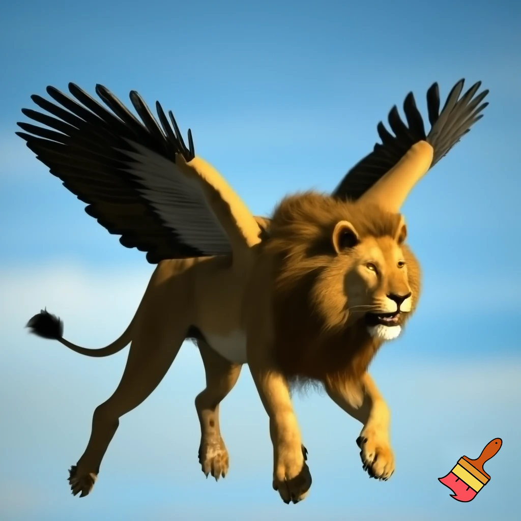 create an image of a flying lion craion.