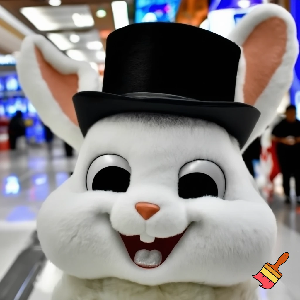 Easter bunny mascot top hat at the shopping centre mascot costume Darrell Lea