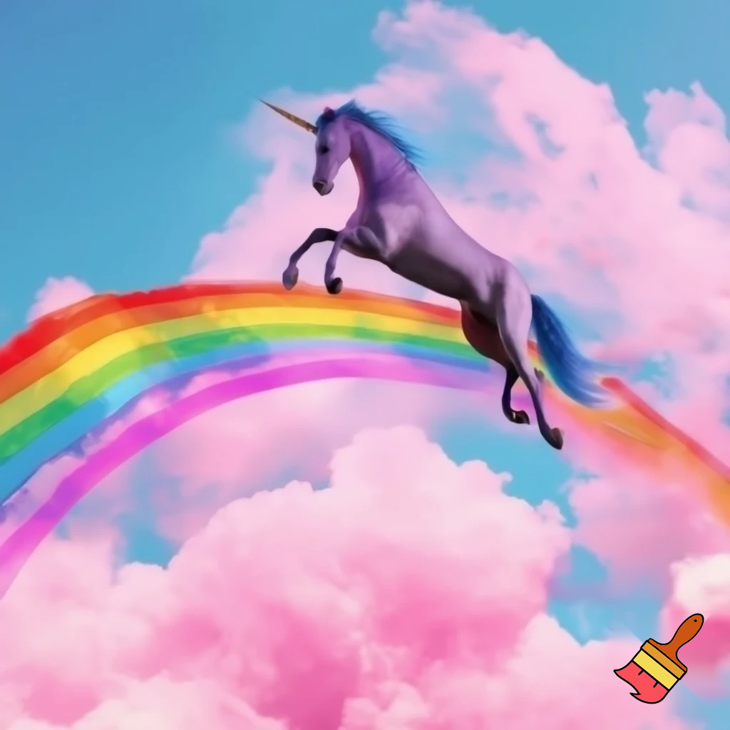Let the unicorn fly over the rainbow; the weather is pink, and the clouds are made of cotton candy.
