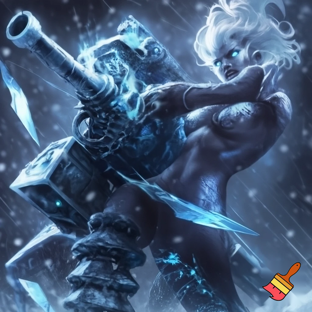 Killer Frost Crystal Frost using a heavy artillery gun 