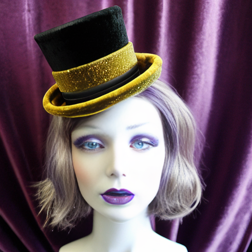 Top hat velvet and glitter gold and purple
