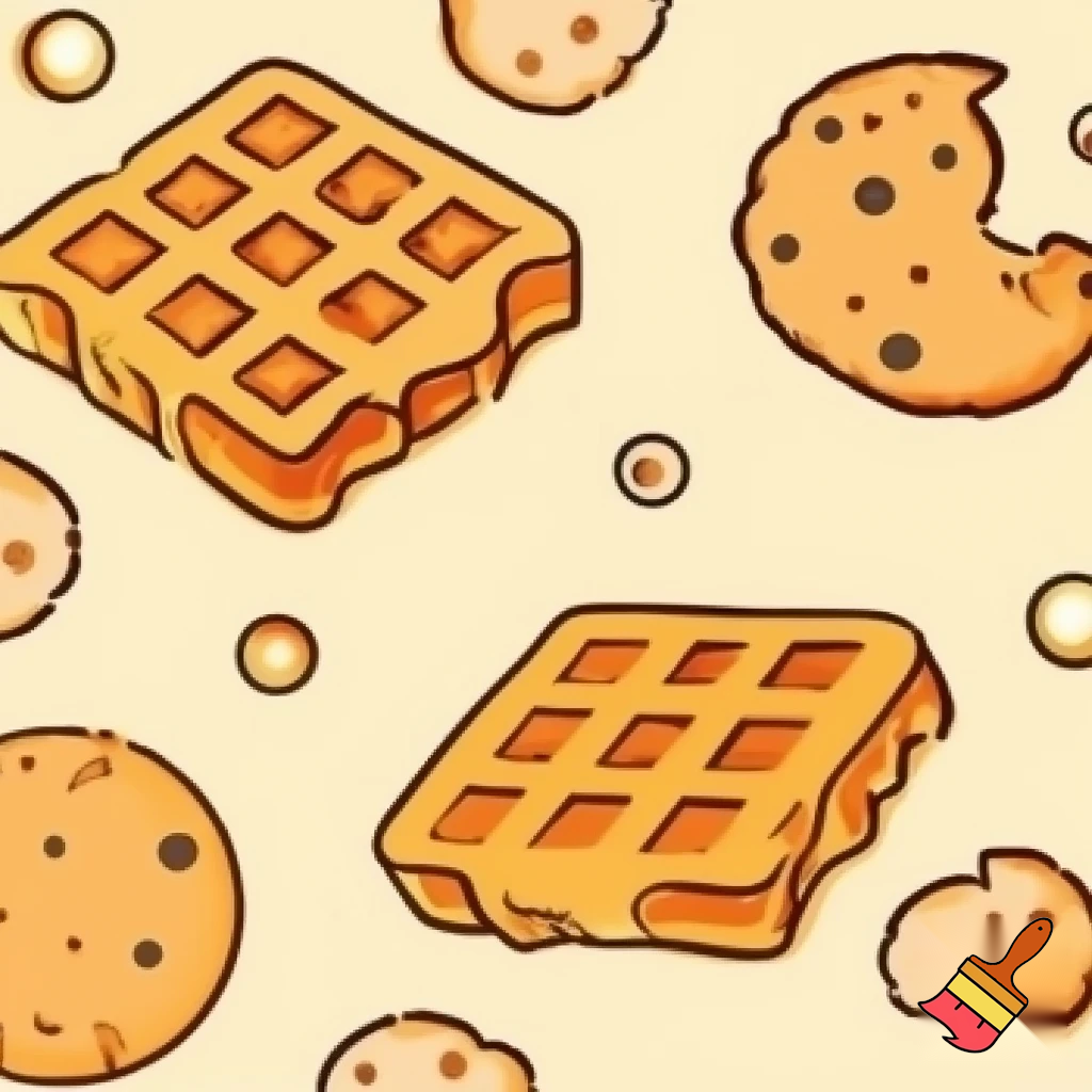 Cartoon Waffles and cookies 