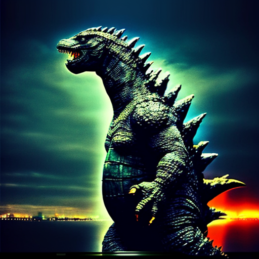 godzilla from a kaiju in realistic photography the a physics an video a style and white color an screen to a background a style