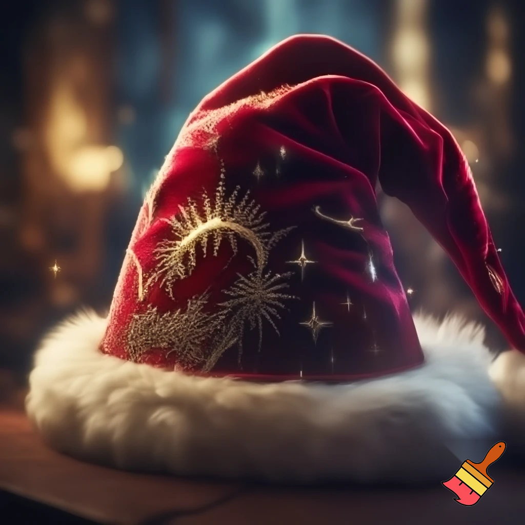 A wizard Santa Claus hat read✨✨🎄💫 velvet a wizard hat