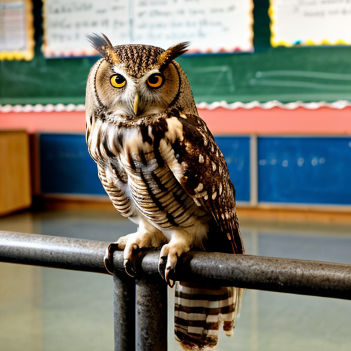 a owl says here in the school