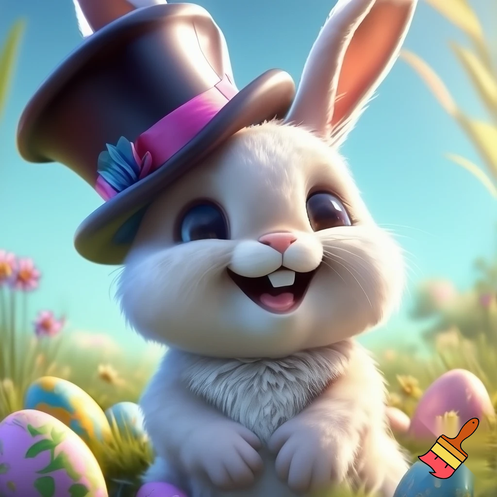 Easter bunny mascot costume top hat