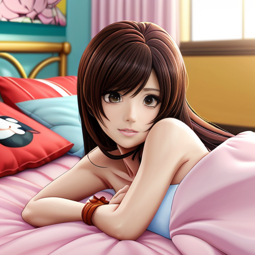 A brown girl waking up realistic but cartoon