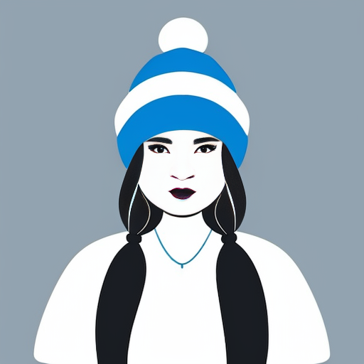 cold with blue and hat