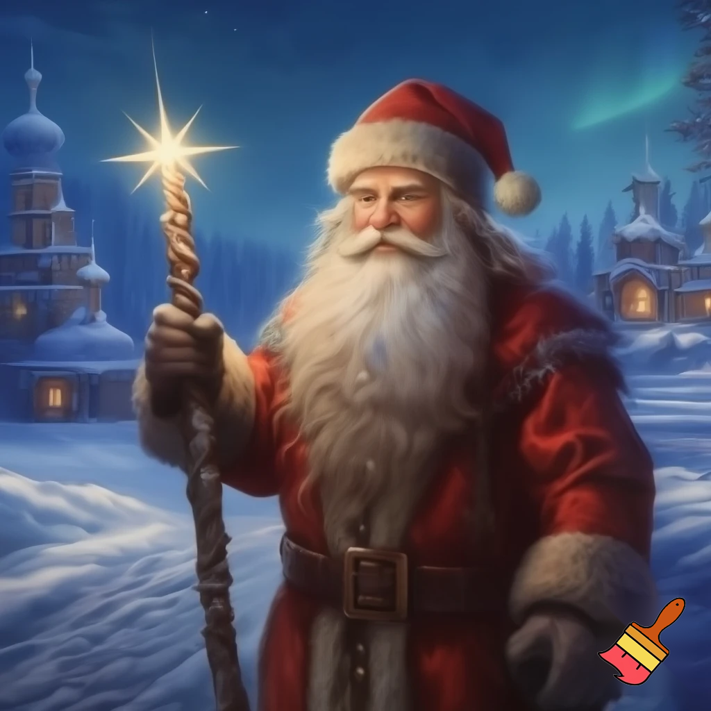 Santa Claus, Russia walking stick star