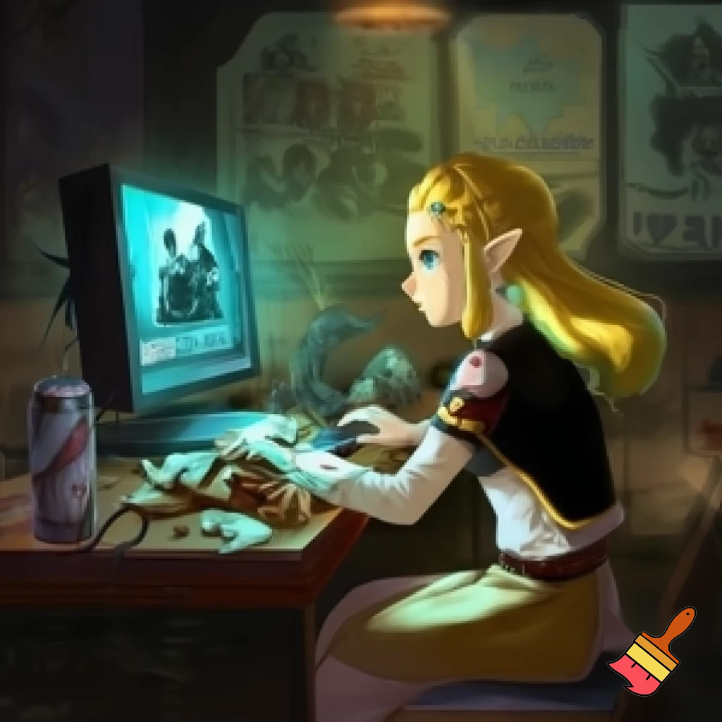 Zelda playing five nights at Freddy's pizzeria simulator. She is at her desktop playing the game
