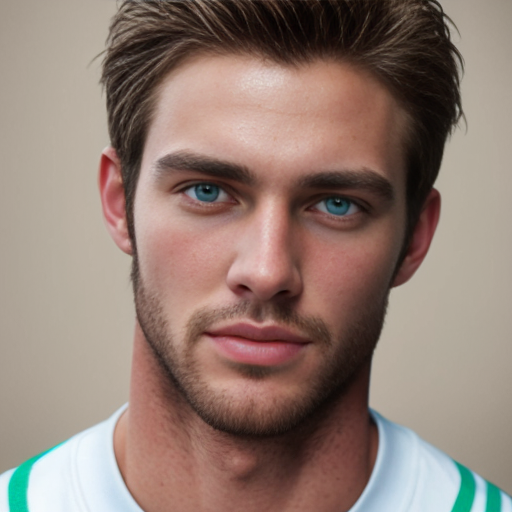 A man with brown hair and green eyes White skinned tall and handsome 
