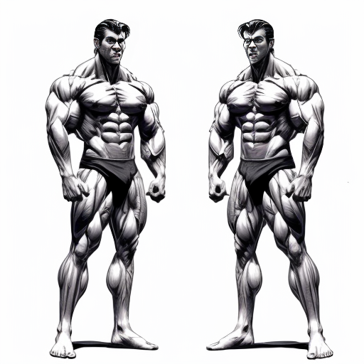 Drawing poses thin man & muscular man
