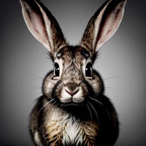 feral rabbit taking a mugshot looking sinister and looking  menacing and smirking.