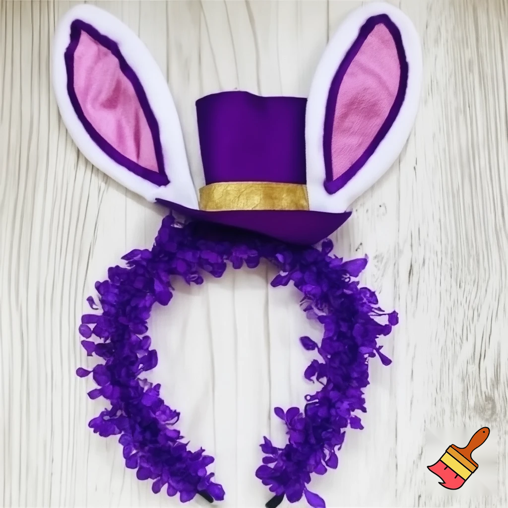 Easter bunny top hat headband, purple, purple and white with gold top hat top hat headband