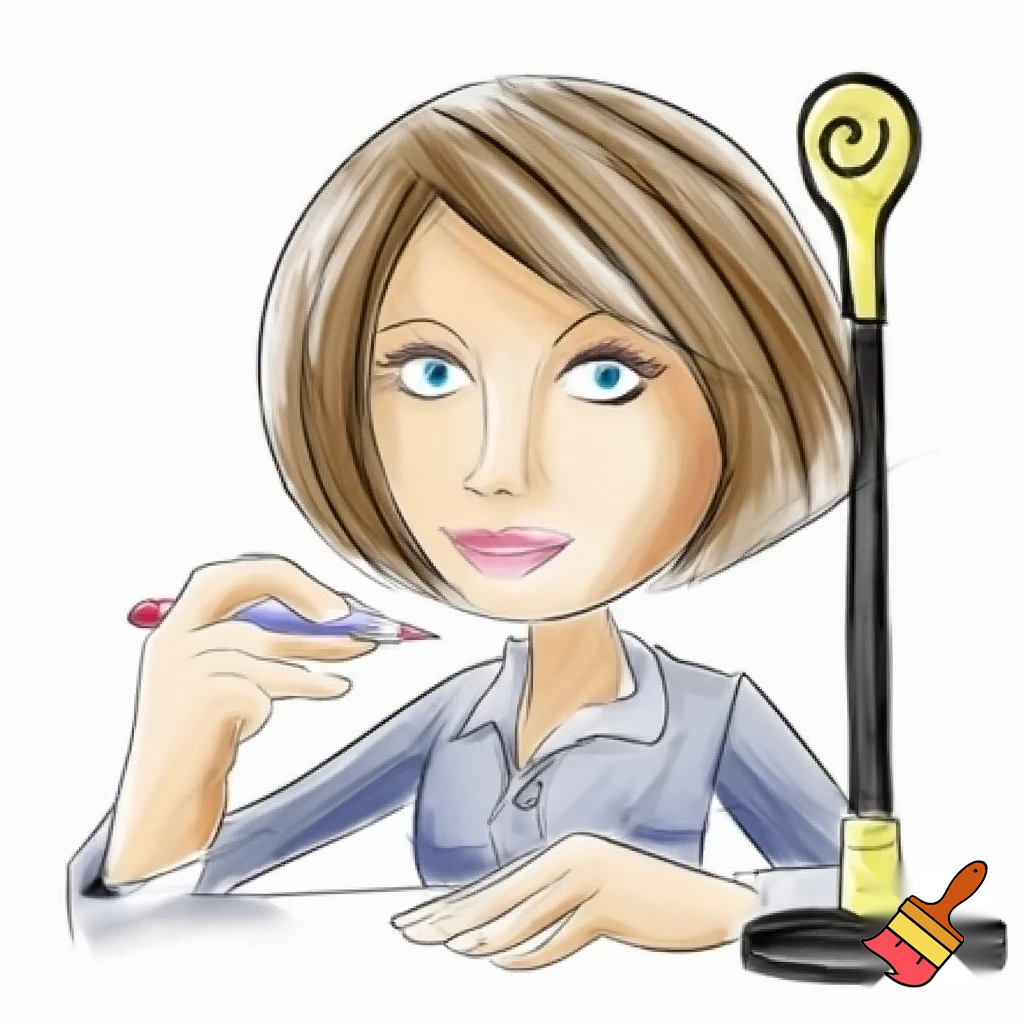 A teacher beautiful   made with caryon drawing in white background 
