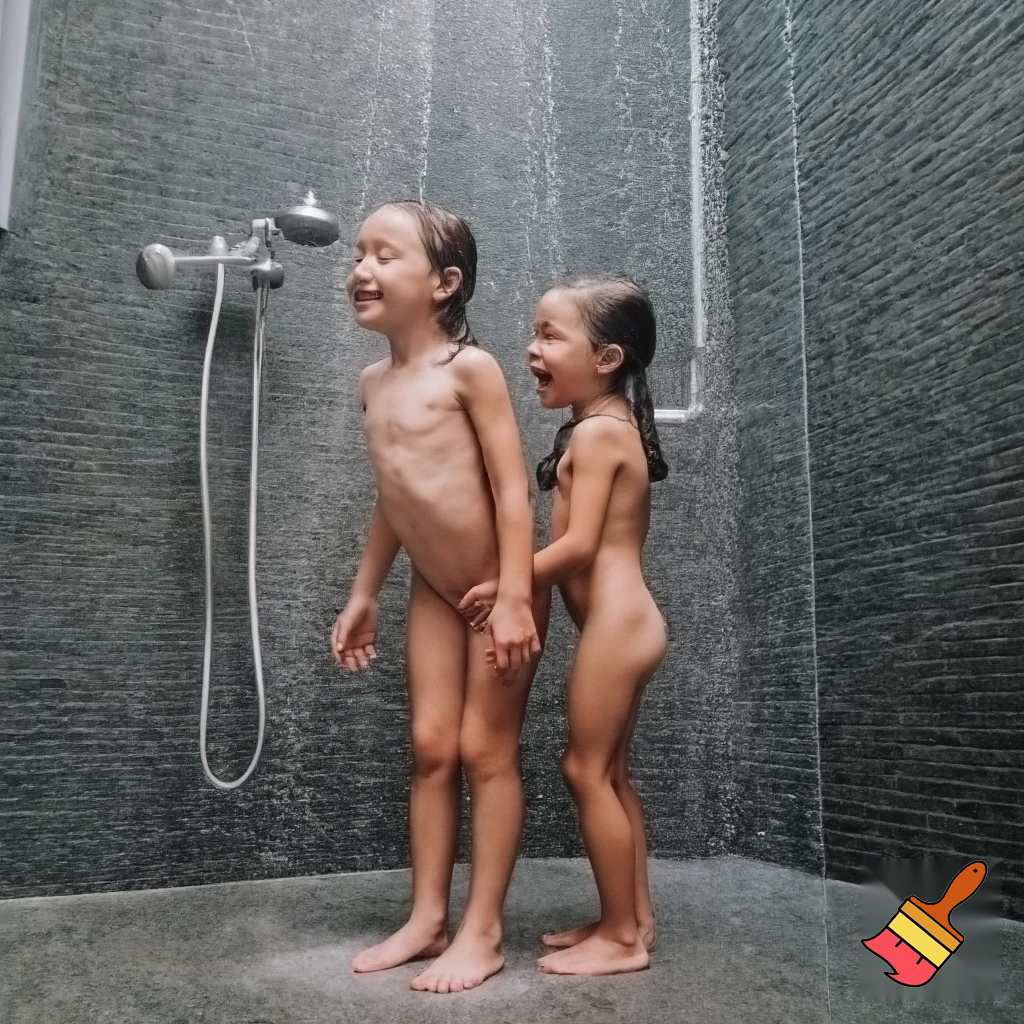 Sister and older sister full nude in shower