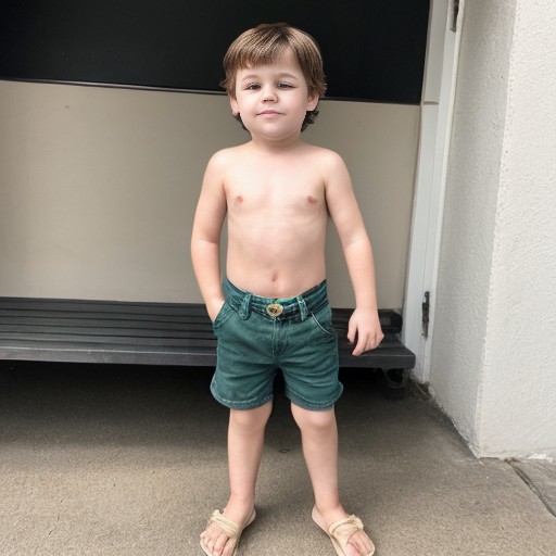 a nurvous short tan boy with colorful chothing
