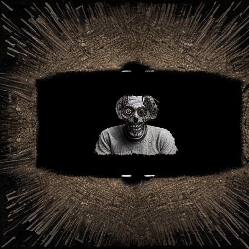 ​A screenshot of a social media feed with two stacked posts, featuring unreadable, distorted text and standard interaction icons. The top post displays two side-by-side images of a distorted, macabre humanoid figure in a tattered gown, covered in tattered cloths, lying on light dirt. The bottom post shows a single image of a messy, desolate space filled with debris and a dark, heavily distorted demon, The entire image must have a low-resolution, weirdcore, "cursed image" style with early AI generation artifacts.