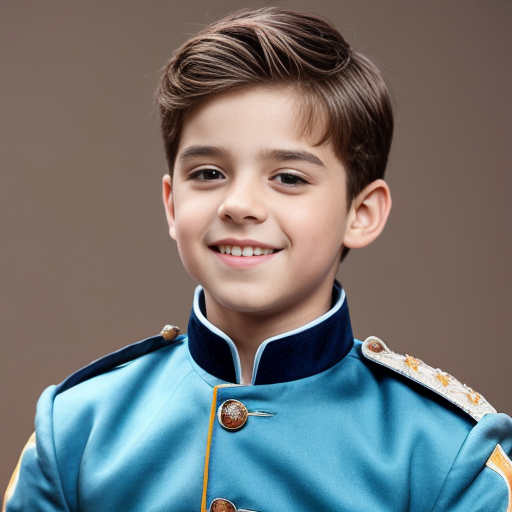 A sexy, handsome, cute, adorable, beautiful prince wearing blue, and has a smooth face, and has beautiful brown hair 