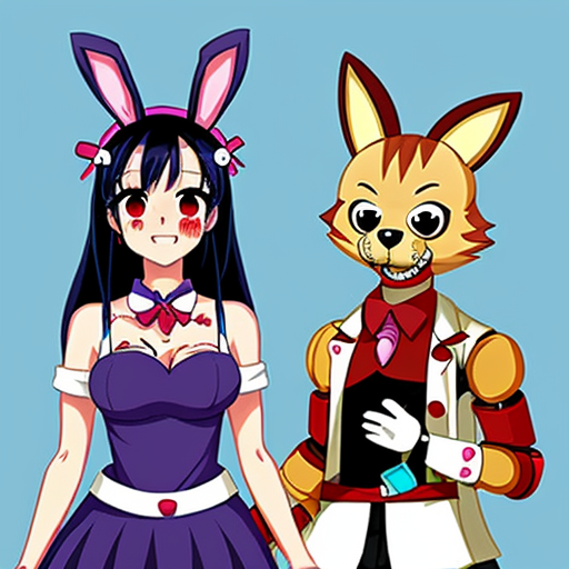 Show me what would happen if a boyfriend and girlfriend "Friday night funkin" were captured by female animatronics fnaf 2 , who then decided to make the boyfriend a girl (change his gender and appearance) and put the girl (boyfriend gender) in a cute sexy bunny animatronic costume, and the wife girlfriend in a female animatronic cat costume. Both died in agony. ( Blood ) How would the spirit of the girl (boyfriend gender) and his wife (girlfriend) react afterward?