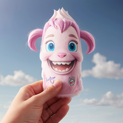 make a cotten candy mascot that is a cartoon