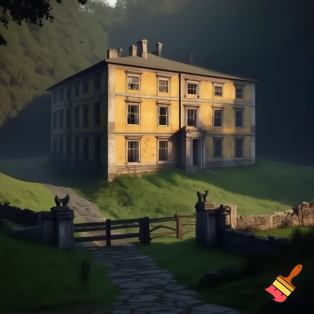 house. It was verging on a manor: a wide yellowish stucco facade stacked with gaping windows greeted them at the end of a stone driveway. The building stood two stories tall upon a bed of verdant grass, the plot carved out from a dense forest surrounding the house on three sides. The fence attached to the entrance gate disappeared into the woods, stretching far beyond Gon’s view.
