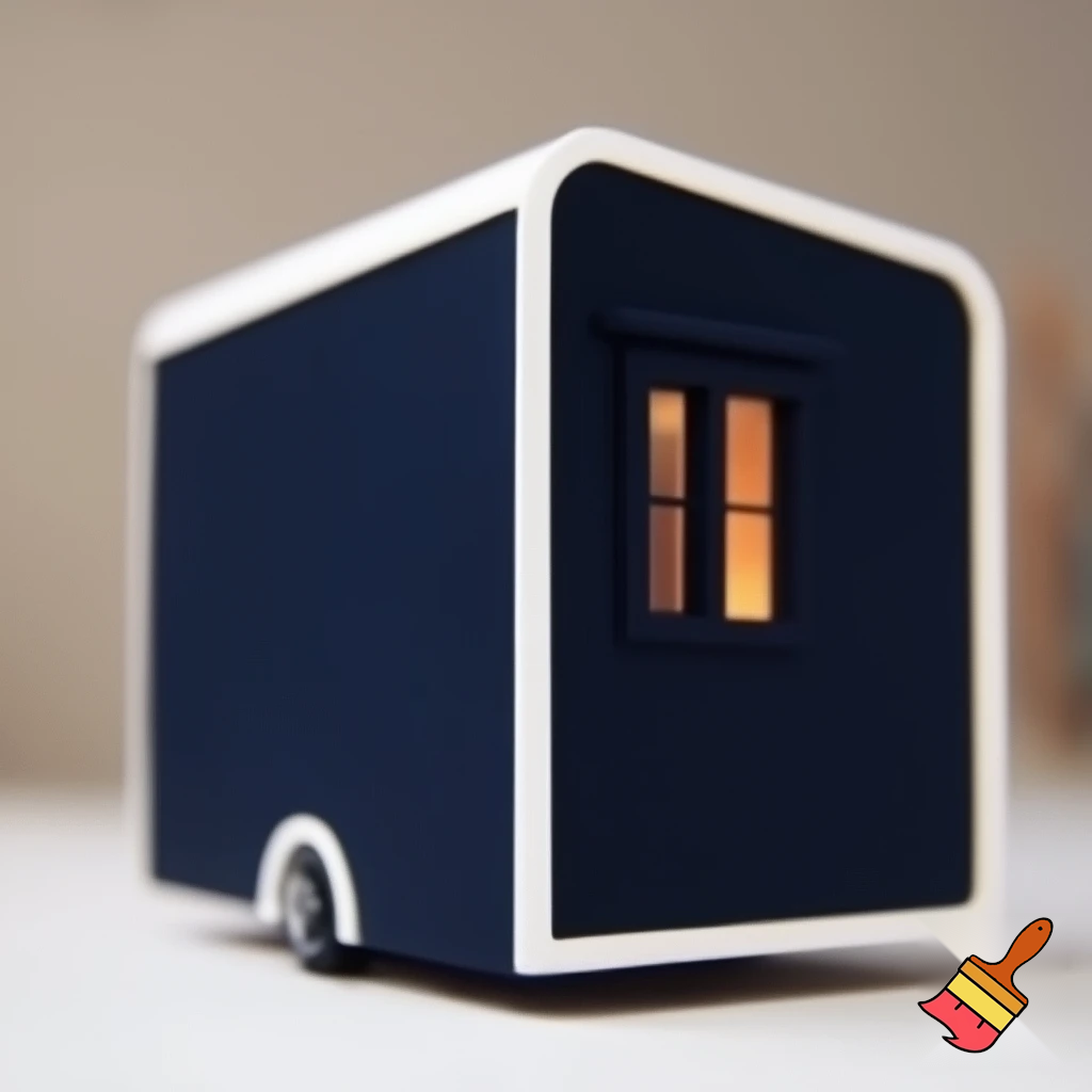 Generez une tiny rectangular house mobile de couleur bleu marine foncé avec un encadrement blanc.
Situé à côté d'une plage Générez une tiny rectangular house mobile allongée style Classique simple de couleur vert foncé avec un encadrement noir situé à côté d'une plage 
Sans oublier de mentionner : Aitouche Abderrahmane sur la paroi de la tiny générée .