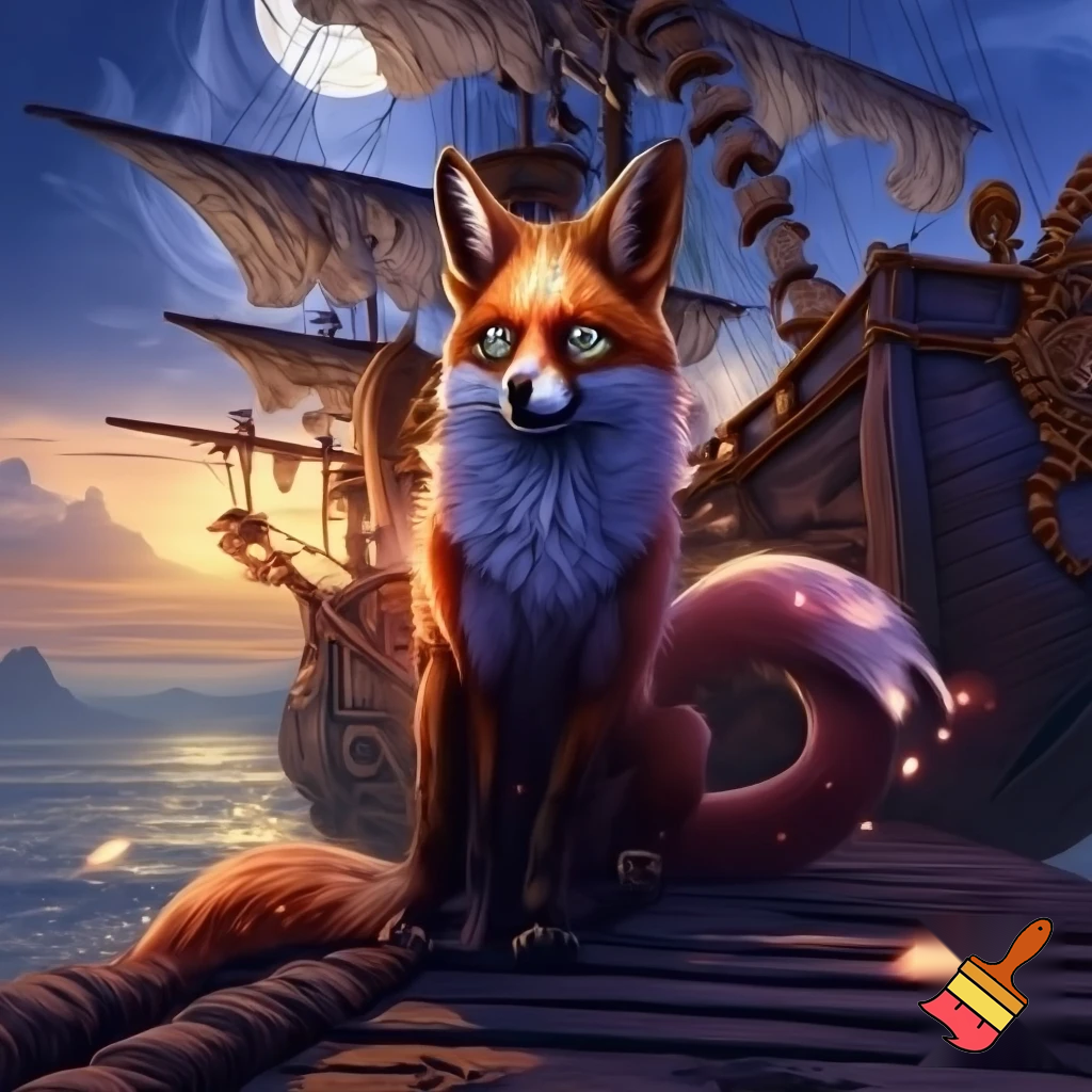 Fantasi ræv der sidder på et skib