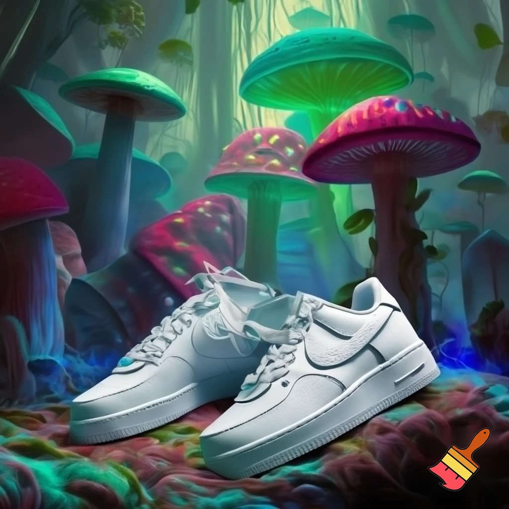 Nike Air Force в мире "Алисы в Стране чудес" (сюрреализм, грибные леса