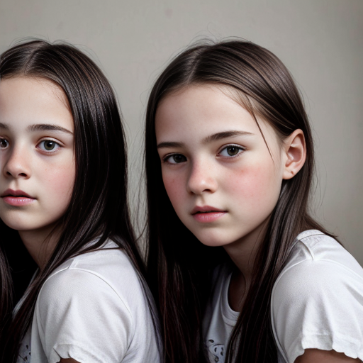 Generate a family photo of 16 year old triplet girls with black hair make sure they have black hair
